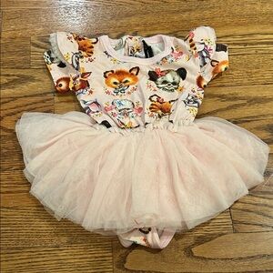 Rock Your Baby Pink Floral Tulle Skirt Bodysuit